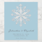 Minimalistische Snowflake-Hochzeit | Ice Blue Weinetikett (Einzelnes Label)