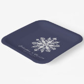 Minimalistische Snowflake-Hochzeit | Marineblau Pappteller (Gewinkelt)
