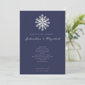 Minimalistische Snowflake-Hochzeit | Marineblau Programm (Stehend Vorderseite)