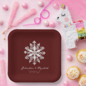 Minimalistische Snowflake-Hochzeit | Rot Pappteller (Party)