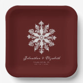 Minimalistische Snowflake-Hochzeit | Rot Pappteller (Vorderseite)