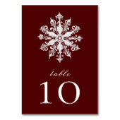 Minimalistische Snowflake-Hochzeit | Rot Tischnummer (Rückseite)