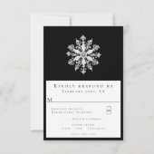 Minimalistische Snowflake-Hochzeit | Schwarz RSVP Karte (Rückseite)
