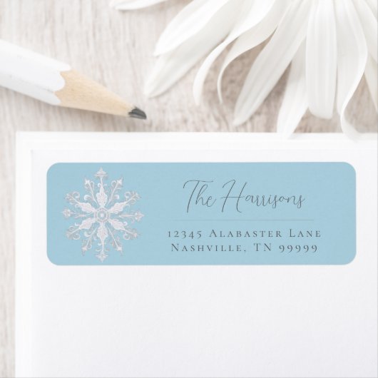 Minimalistische Snowflake-Hochzeitadresse | Ice Bl (Insitu)