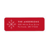 Minimalistische Snowflake Red Holiday Rücksendeadr (Vorne)