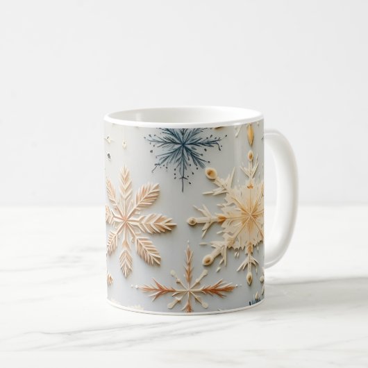 Minimalistische Snowflakes-Tasse Kaffeetasse (VorderseiteRechts)