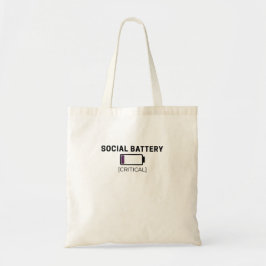 Minimalistische Social Battery Low Typografie  Tragetasche