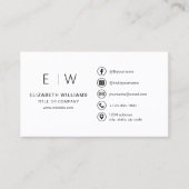 Minimalistische Social Media-Icons der White Monog Visitenkarte (Vorderseite)