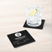 Minimalistische Social Media-Icons für  Schwarz-Lo Rechteckiger Pappuntersetzer (Vor Ort)