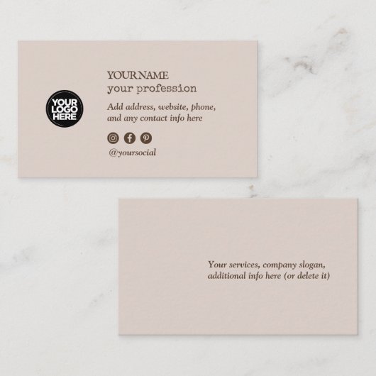 Minimalistische Social Media-Symbole für benutzerd Visitenkarte (Vorne/Hinten)