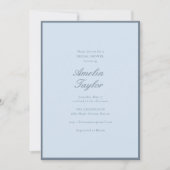 Minimalistische Soft-Blue-Script-Klassiker-Brautpa Einladung (Vorderseite)