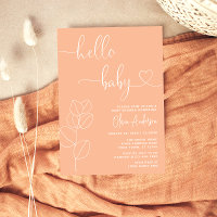 Minimalistische Soft Peach Eucalyptus Baby Dusche