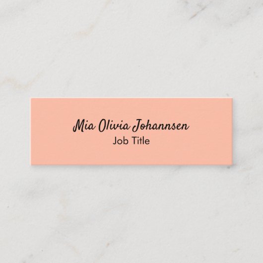 Minimalistische Soft Peach Mini Business Card Mini Visitenkarte (Vorderseite)