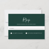 Minimalistische Solid Emerald Green Wedding RSVP C (Vorderseite)