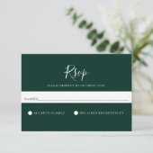 Minimalistische Solid Emerald Green Wedding RSVP C Karte (Stehend Vorderseite)