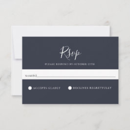 Minimalistische Solid Navy Blue Wedding RSVP Card Karte