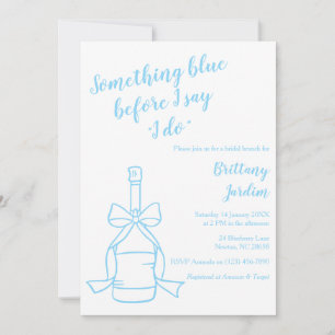 Minimalistische Something Blue-Braut-Brunch-Einlad Einladung