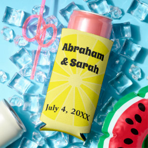 Minimalistische Sommer-Lemon-Slice-Gastgeschenke H Selters Dosenkühler