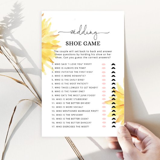 Minimalistische Sonnenblume Das Hochzeitsschuhspie