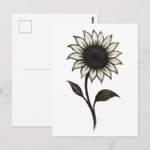Minimalistische Sonnenblume – Elegantes botanische Postkarte