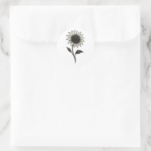 Minimalistische Sonnenblume - Elegantes botanische Runder Aufkleber