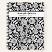 Minimalistische Sonnenblume Schwarz und Weiß Notizblock (Vorderseite)