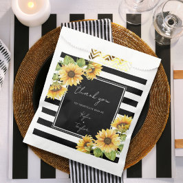 Minimalistische Sonnenblume Schwarz-weißer Streife Geschenktütchen