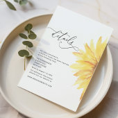 Minimalistische Sonnenblumen Hochzeitsdetails Begleitkarte