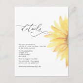 Minimalistische Sonnenblumen Hochzeitsdetails Begleitkarte (Vorderseite)