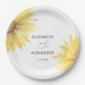 Minimalistische Sonnenblumenhochzeit Pappteller (Vorderseite)