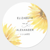 Minimalistische Sonnenblumenhochzeit Runder Aufkleber (Vorderseite)