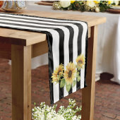 Minimalistische Sonnenblumenhochzeit Schwarz/Weiß Mittelgroßer Tischläufer