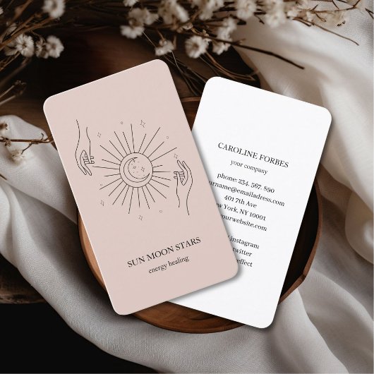 Minimalistische Sonnenmond-Sternenkarte Visitenkarte