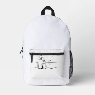 Minimalistische Sonnenuntergangs-Moment-Linienkuns Bedruckter Rucksack