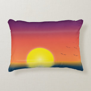 Minimalistische Sonnenuntergangs-Ozean-Akzentschli Dekokissen