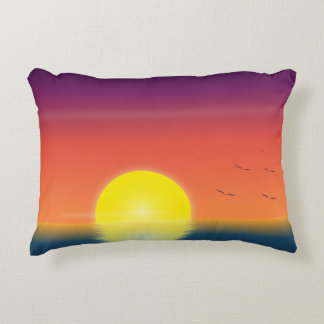 Minimalistische Sonnenuntergangs-Ozean-Akzentschli Dekokissen