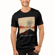 Minimalistische Sonnenuntergangslandschaft Baum-Si