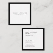 Minimalistische Sozialmedien Luxe Schwarzes u. Quadratische Visitenkarte (Vorne/Hinten)