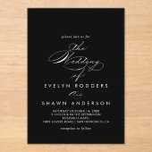 Minimalistische Spanische Schwarze Hochzeit Acryleinladungen (Vorderseite)