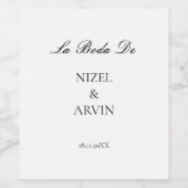 Minimalistische Spanische Sprache Zweisprachige Ho Weinetikett (Einzelnes Label)