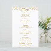 Minimalistische Speisekarte für die HochzeitGold W (Stehend Vorderseite)