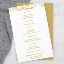 Minimalistische Speisekarte für die HochzeitGold W