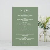 Minimalistische Speisekarte für grüne Hochzeiten (Stehend Vorderseite)