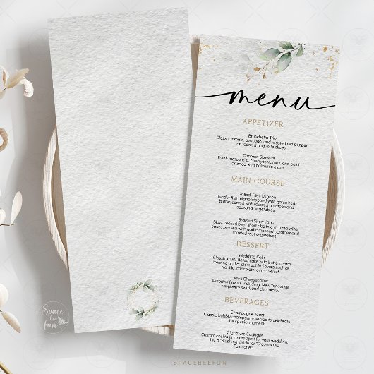 Minimalistische Speisekarte für Hochzeiten Menükarte