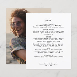 Minimalistische Speisekarte für Hochzeiten mit Ava