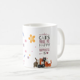 Minimalistische spielvolle Katze lächelt Niedlich  Kaffeetasse