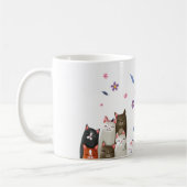 Minimalistische spielvolle Katze lächelt Niedlich Kaffeetasse (Links)