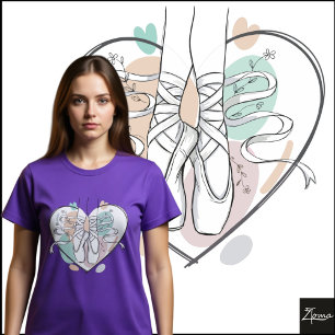 Minimalistische Spitzenschuhe Pastell-Herz-Skizze T-Shirt