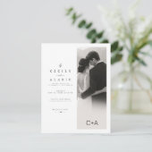 Minimalistische Split-Layout-Vertikalfoto-Hochzeit Einladung (Stehend Vorderseite)