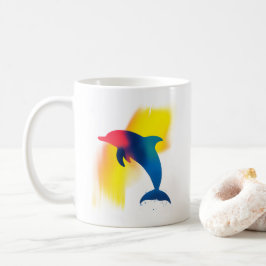 Minimalistische Spray Paint Dolphin Silhouette Kaffeetasse